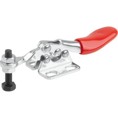 KIPP Toggle Clamp Horizontal Mini, Horizontal Foot F1=500, Fixed Clamping Spindle M04X20, Steel Electro K1541.00500